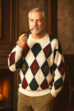 Vintage 90s Geometric triangle Sweater Van Heusen Size Small aztec cable knit